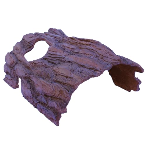 Pine Bark Fish Cave, Camouflage Hiding Shelter for Koi Pond, Realistic Underwater Sanctuary to Protect Fish from Herons - color: Brown