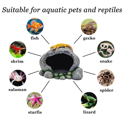 Aquarium Decorations - Artificial Rocks for Betta Fish and Cichlid Hiding Spots, Reptile Rock Bathing Platforms, Lizard Nests