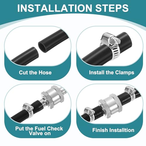 uxcell 10mm (3/8") Fuel Check Valve, Non-Return One Way Check Valve, Aluminum Alloy Control Accessories for Petrol, Diesel, Gas, Oil, Air, Water, Silver
