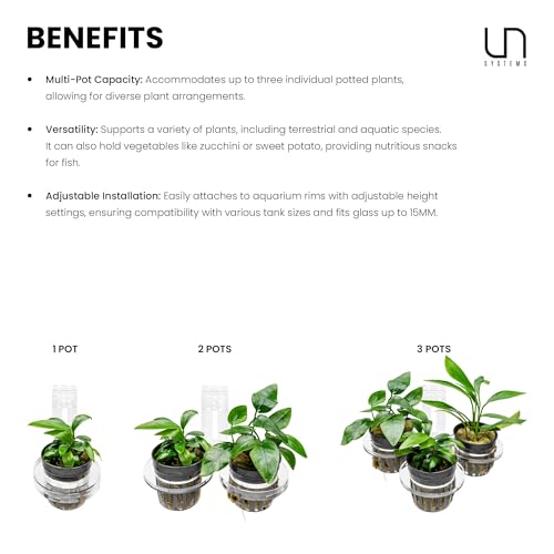 Ultum Nature Systems Hydro Pot Holder – Clear Adjustable Acrylic Aquarium Plant Holder - Sturdy Aquarium Planter and Aquatic Plant Pot for Live Plants, Medium - size: Medium