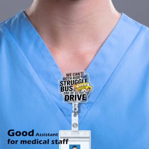 Funny Nurse Badge Reel, Hop in Bestie Healthcare Badge Reels Nursing Struggle Bus ID Card Holder with Clip for Nurses Medical Assistant Doctor RN Pediatric Gifts - color: Bestie