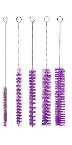10" Tube Brush Set - 5-Pack Large Appliance Cleaners Purple | 8mm to 24mm large brush heads, Heavy duty nylon bristles, Easily clears gunk from narrow plumbing lines and drains - color: Purple, size: Large 5 Pack (8mm 12mm 16mm 20mm 24 mm)