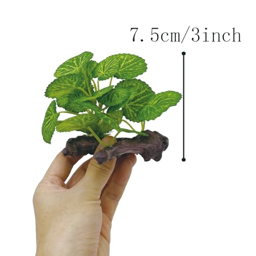 Aquarium Plant Fish Tank Decoration Small Plastic Artificial Plant Goldfish Fish Hide (Rainforest Leafs-Pink-Height-Set) (Green/Yellow-2pcs-Set) - color: Green/Yellow-2pcs-set