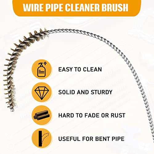 10 Pieces Wire Tube Brushes Bulk for Cleaning Pipe Tube Brass Stainless Steel Round Wire Brush for Auto Parts Christmas, Bottles, Tubes, 5 Sizes(Silver) (Silver Gold) - color: Silver Gold