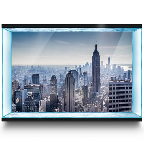 Aquarium Background Stickers - New York City Skyline Metropolis Self-Adhesive Fish Tank Reptile Terrarium Decor Poster (60 x 30 cm / (23.6 x 11.8 inches)) - size: 60 x 30 cm / (23.6 x 11.8 inches)