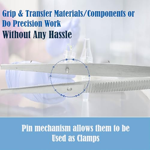 Lab Tweezers High Precision Forceps, 6" (15.2 cm), Fine Strong Point tweezers, Stainless Steel (6" Set of 3pcs) - size: 6" Set of 3pcs