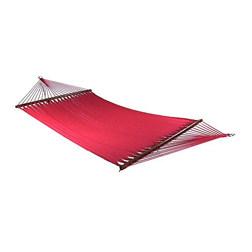 Sunnydaze Soft-Spun Polyester Rope Double Hammock for Outside - 600-Pound Weight Capacity Extra Large Hammock - Red - color: Red