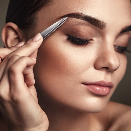 Pointed Tweezers | High Carbon Stainless Steel Needle Nose | Fine Point Precision Hair Removal | Perfectly Aligned & Hand-Filed Sharp | Silver - color: Silver