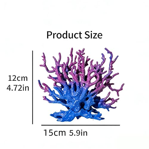 Artificial Coral Aquarium Ornament - PVC Fish Tank Decor for Aquascaping (5.9x5.12x2.17 Inch) - Blue&Purple - color: Blue&purple