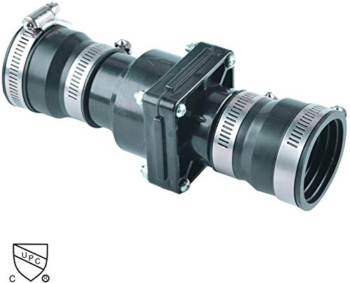 Hydro Master Plastic Sump Pump Check Valve with Stainless Steel Clamps for 1-1/2 inch or 1-1/4 inch - size: 1-1/2" or 1-1/4"