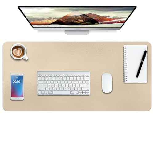 Boutilon Leather Desk Pad Protector,Non-Slip Mouse Pad,Laptop Desk Pad,Office Mouse Mat,Waterproof Leather Desk Blotter,Desk Writing Pad for Office and Home (S-Golden,24"x 14") - color: Golden, size: S 24" x 14"