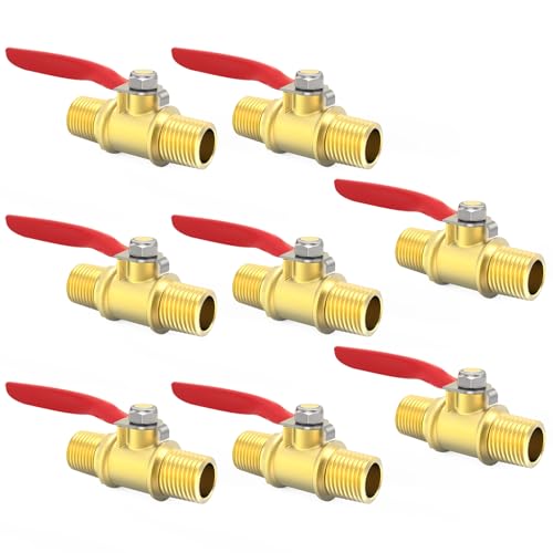 ChillWaves Brass Ball Valve, Air Compressor Ball Valve Shut Off Switch 1/4" NPT Male x 1/4" NPT Male Thread Pipe Fitting(8-PACK) - size: 1/4" MNPT x 1/4" MNPT, style: PACK OF 8