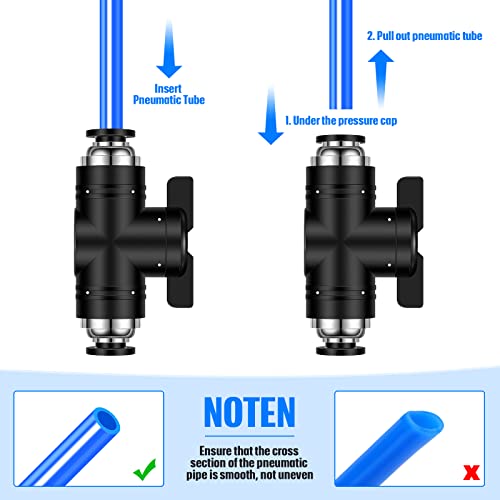 Flutesan 5 Pcs 3/8" x 3/8" OD Push to Connect Pneumatic Ball Valve PVC Air Flow Control Valve Quick Connect Tube Fittings Air Line Hose Fittings - size: 3/8" x 3/8" OD