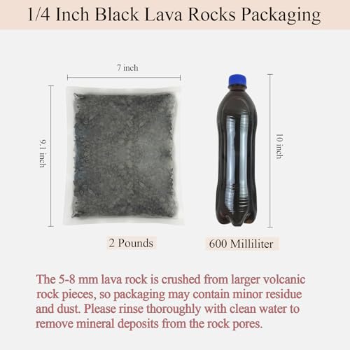 FANTIAN 2 lbs Small Black Lava Rocks for Plants,1/4 Inch Crush Volcanic Rock Pumice Soil Additive for Succulent Aquarium Cactus Bonsai Fire Pits and Garden Landscaping - color: Black Lava Rocks