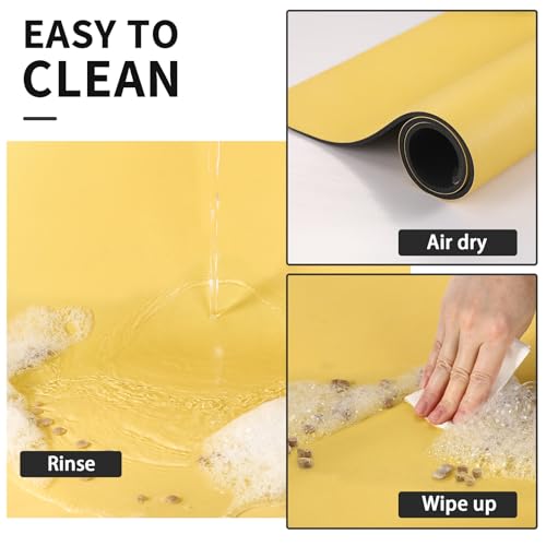 HotLive Dog Food Mat - Absorbent Cat Mat for Food and Water, No Stains Pet Feeding Bowl Mat, Easy to Clean Pet Placemats, Quick Dry Dog Water Dispenser Mat for Messy Drinkers | Paw Yellow 12"x 19" - color: Paw Yellow, size: 12"x19"