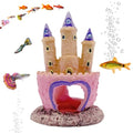 Small Cartoon Aquarium Castle Decor, Mini Cute Pink Castle Hide Cave Hideouts for Small Fishes Shrimp Crab Fish Larvaes Cichlid, Princess Style Castles Statue Birthday Party Table Decor - 11 x 8 cm