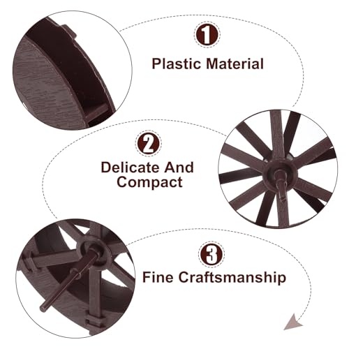 uxcell 2 Pcs Fountain Water Wheel, 3.9 Inch Desktop Fortune Statue Aquarium Wheels Decor Water Fountains Wheel Brown - color: Brown, size: 3.9 Inch