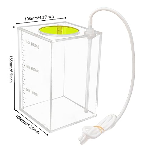 Aquarium Choice Acryli Made Liquid Storage Bucket Doing Pump Reservoir Container (4.25 * 4.25 * 6.5 Inch;1500ml/1.5L（Yellow）)