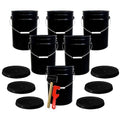 ePackageSupply 5 Gallon Plastic Bucket with Airtight Lid | Food Grade Bucket | BPA-Free | Heavy Duty 90 Mil All Purpose Pail | One 12" Rubber Mallet & One Lid Opener Included | 6 Pack - color: Black, size: 6 Packs
