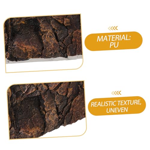 3D Textured Rock Background Board for Reptile and Aquarium Tanks Realistic PU Texture Habitat Decor Natural-Looking Terrarium Backdrop for Lizards Turtles Amphibians and Fish