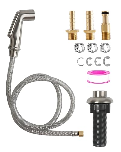 Universal Fit Kitchen Faucet Sprayer Attachment/Hose/Holder Set Compatible with Moen/Delta Faucet Sprayer Replacement, Kitchen Sink Side Sprayer Head, Brushed Nickel - color: Brushed Nickel
