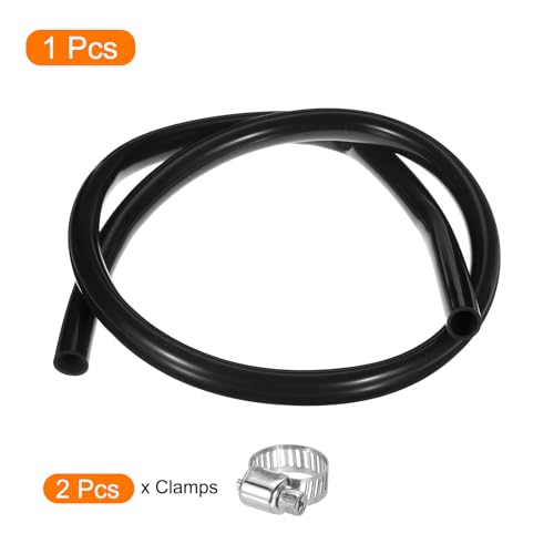 MECCANIXITY 3.3ft Silicone Rubber Tubing 1/2" ID 3/4" OD Plastic Tube Flexible Air Hose for Brewing, Wine Making, Pump Siphon, 12.7mm x 19mm, with 2pcs Clamps, Black - color: Black, size: 1/2" x 3/4"