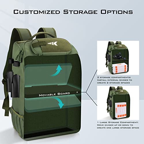 KastKing KarryAll Fishing Tackle Backpack with Rod Holder 4 Tackle Boxes,40/26L Tackle Bag Storage Fishing Gear and Equipment - color: C: Large (40 L) - Green
