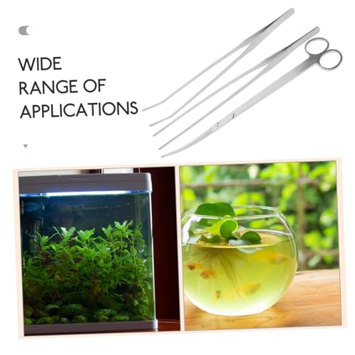 YARNOW Ergonomic Handles Aquascaping Tools Set Metal Scissors Tweezers Spatula for Fish Tank Plant Trimming Cleaning