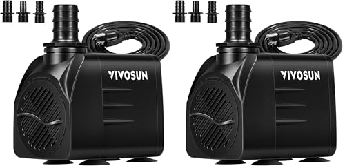 VIVOSUN 660GPH Submersible Water Pump, 2500L/H 35W aquarium pump, Ultra Quiet Fountain Pump with 8.2ft/2.5m High Lift for Fish Tank, Pond, Aquarium, Statuary, Hydroponics (Pack of 2) - size: 660GPH (Pack of 2)