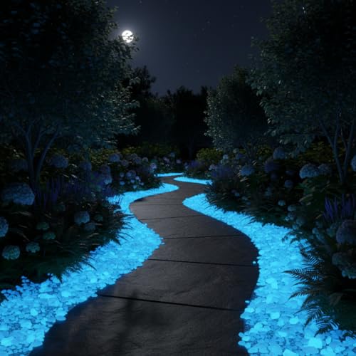Shiny Stone Aquarium Gravel Sand, Sky Blue, 8-15mm | Glow in The Dark - color: Sky Blue, size: 8-15mm