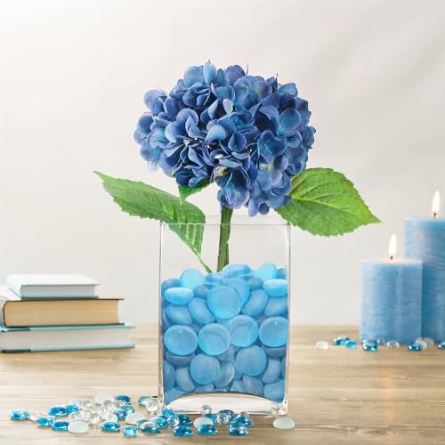 QYGL Sea Glass Gems - 0.9 Lb Blue Frosted Flat Glass Marbles, Flat Gems Decorative Stones for Vase Fillers, Aquarium Rocks, Floral Supplies, Table Scatter, Craft Mosaics, and DIY Ornaments - color: Aquamarine