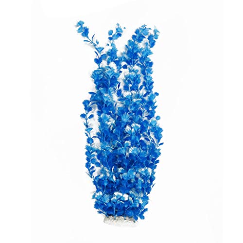 Norgail Large Freshwater Plastic Aquarium Plants Artificial Fish Tank Plants Decoration Ornaments Safe for All Fish 25.5 Inches Tall Blue 1Pcs - color: Blue