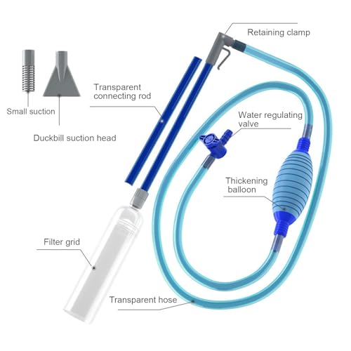 Worparsen Manual Swimming Pool Vacuum Cleaner with 2 Nozzle Adapters Clear Siphon Hose Adjustable Valve Detachable Fish Tank Water Change Spa Hot Tub Blue Long - color: Blue Long