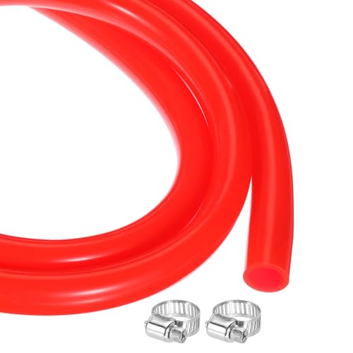 MECCANIXITY 3.3ft Silicone Rubber Tubing 3/8" ID 1/2" OD Plastic Tube Flexible Air Hose for Brewing, Wine Making, Pump Siphon, 9.5mm x 12.7mm, with 2pcs Clamps, Red - color: Red, size: 3/8" x 1/2"