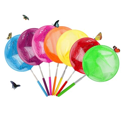 TSYAN Telescopic Butterfly Net, Perfect for Catching Bugs Insect Small Fish,Outdoor Tools Colorful Extendable up to 34" for Kids - color: 5 Pack-3