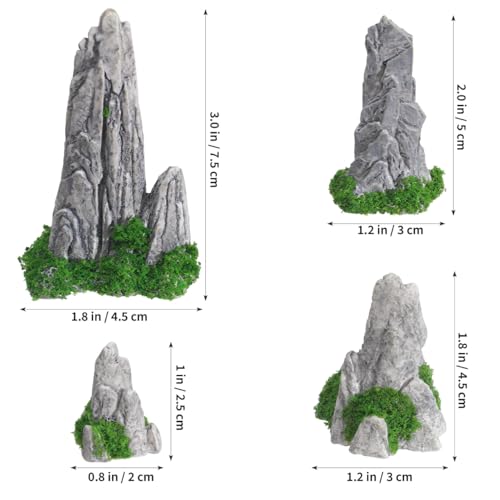 VOSAREA 8pcs Mini Rockery Small Bonsai Rockery Figurines Resin Statues Landscape Fake Mountain Outdoor Garden Ornament