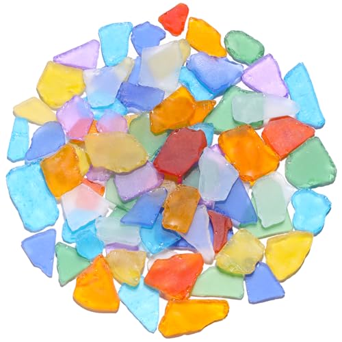 QYGL Sea Glass for Crafts - 14oz Colorful Frosted Seaglass Pieces, Vase Filler and Aquarium Ornament, DIY Craft Supplies for Art, Beach Weddings, and Home Decor - color: Rainbow