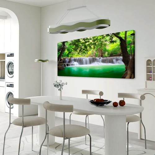 Cao Gen Decor Art-S01498 1 Panels all Art Tropical Beautiful Waterfall Prints Light Green Forest Natural Landscape Picture Canvas Paintings Creek Scenery Spring for Home Wall Decor Artwork - color: waterfall-A, size: 71L" x 36W"