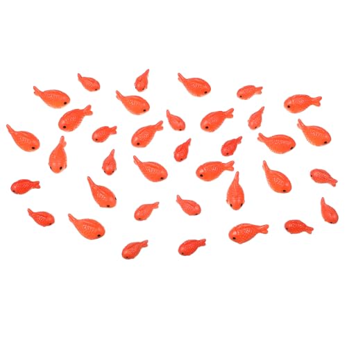 36 Pcs 2 Size Little Fish, Red Resin Miniature Fake Fish Figurines Aquarium Decor, Small Realistic Goldfish Toys for DIY Garden, Bonsai, Tank Ornament, Gift Supplies