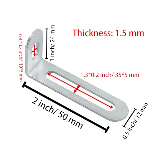 2"x1"x0.5"Adjustable Right Angle Brackets Metal L Bracket Heavy Duty 90 Degree Corner Fastener L-Shape Corner Brace Support Silver Shelf Bracket , 10Pcs - size: 2"x1", style: SILVER/10PCS