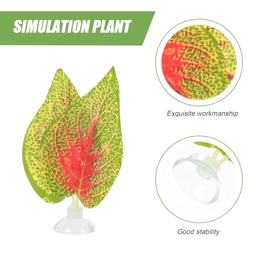 GALPADA 2pcs Reptile Terrarium Simulated Plant Leaves Set Purple Perilla Leaf and Apple Aquarium Decorations for Fish Tank and Reptile Habitat Landscaping