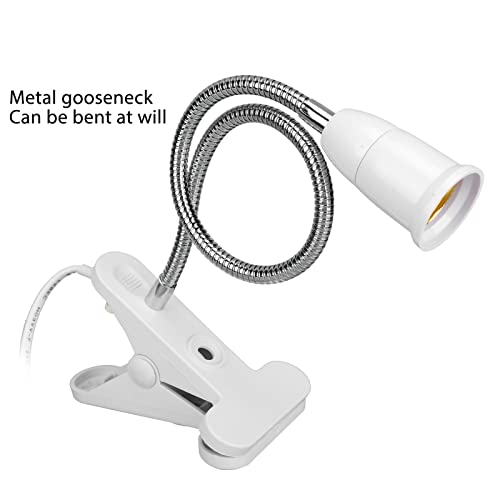 ciciglow Light Bulb Holder,Flexible Wire Neck 360° Adjustable E27 Light Socket,Light Stand with Switch 11.8In Cable Clip Lamp Clamp Light Socket Clamp Lamp Fixture for Aquarium Plant Grow and Reading