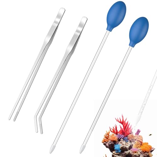Pawfly Aquarium Coral Feeder Kit, 13.7" & 15.7" Long Tube with 11" Long Tweezers, Coral Food Feeders for Reef Marine Fish Shrimp, Long Acrylic Syringes with Stainless Steel Aquarium Tweezers - color: Blue, size: 13.7" & 15.7" coral feeders & 11" long twee