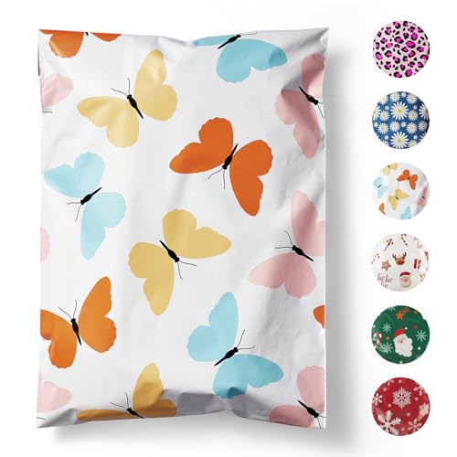 Fuxury Poly Mailers 10x13 Inch 20 Pack,Sturdy Shipping Bags for Clothes, Self Adhesive Mailing Envelopes, Waterproof Packaging Bag for Small Business, Colorful Butterflies - color: Butterfly, size: 10x13'' 20pcs