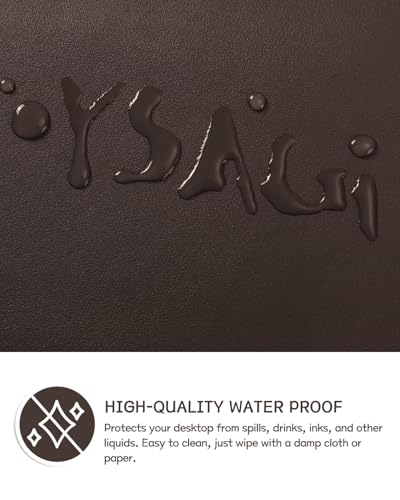 YSAGi Non-Slip Leather Desk Pad L Size, Waterproof Laptop Computer Desk Keyboard Mat, Table Protector Blotter Mat, Large Mouse Pad for Office/Work/Home/Decor(Dark Brown, 35.4" x 17") - color: Dark Brown, size: 35.4" x 17"