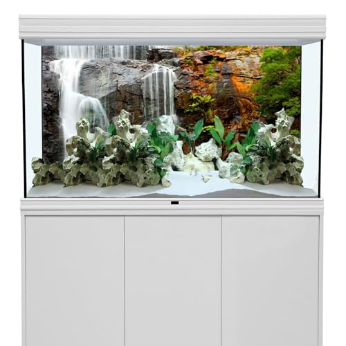 AWERT 72x18 inches Waterfall Terrarium Background Tropical Aquarium Background Mountain Lake Reptile Habitat Background Durable Polyester Background - size: 72x18in/180x45cm