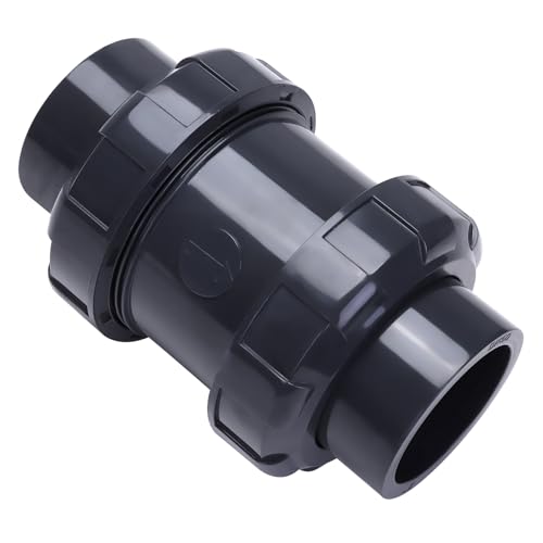 DERNORD 2" UPVC True Union Ball Check Valve with Full Port, EPDM Seals, Rated at 200 PSI, 2 Inch Socket - size: 2 Inch