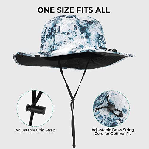 KastKing Sol Armis UPF 50 Boonie Hat - Sun Protection Hat, Fishing Hat, Beach & Hiking Hat, Paddling - color: Boulder Camo Ice, size: Laser-vented Design