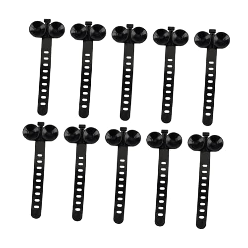 10 Pieces Aquarium Cable Ties Suction Cup Accessories Airline Tubing Holder Binding Tools Made from TRP Material Suitable for Nests Water Hose, Black - color: Black