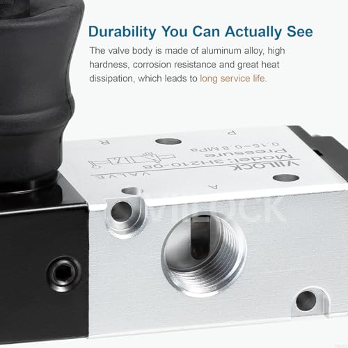 Pneumatic Air Hand Lever Valve, 3 Way 2 Position 1/4”NPT Solenoid Valve Manual Control Direct Driving Type Push-Pull 3H210-08 - size: 1/4"NPT, style: 3 Way 2 Position